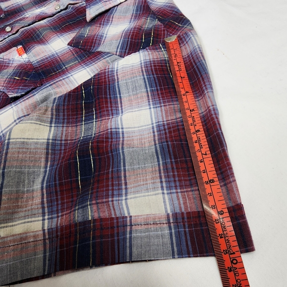 Ely Plains Vtg Western Coyboy Plaid Pearl Snap Closure Fitted XL Korean - Picture 12 of 12
